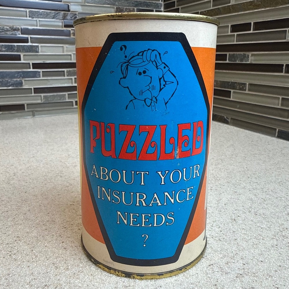 Vintage Harleysville Insurance Advertising Tin Can Puzzle Unopened Collectable